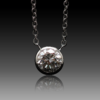 Collier Pendentif Diamant de 0.73 Cts I-VVS2 . Or 18 Cts. 