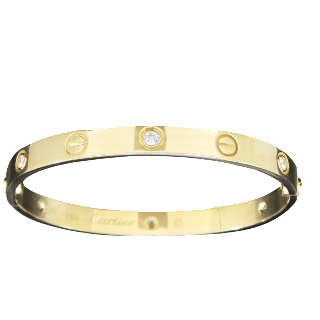 Bracelet Cartier Love 6 Diamants de 2004 Or jaune 18K . Taille 17 .