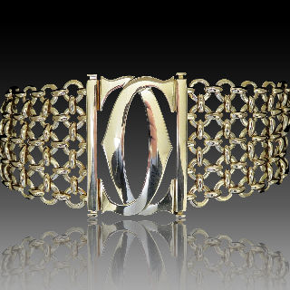 Bracelet Cartier Penelope Double C 5 rangs vers 1998 Or jaune 18K . 