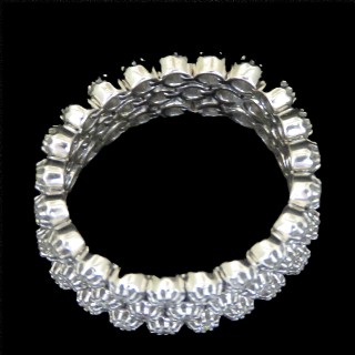 Alliance Souple en Or gris 18 Cts avec 1.20 Cts Diamants .Taille 53.