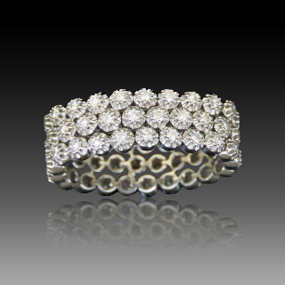 Alliance Souple en Or gris 18 Cts avec 1.20 Cts Diamants Taille 53.