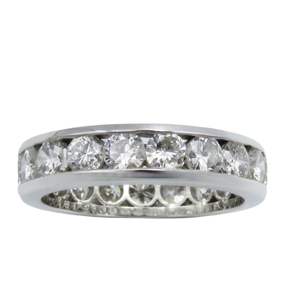 Alliance or gris 18k avec 2,53 Cts de Diamants Brillants G-VS. Taille 53.