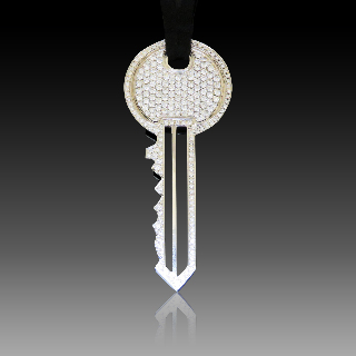 Pendentif "Clef du bonheur" Victoria Casal en Or gris 18k et Diamant.