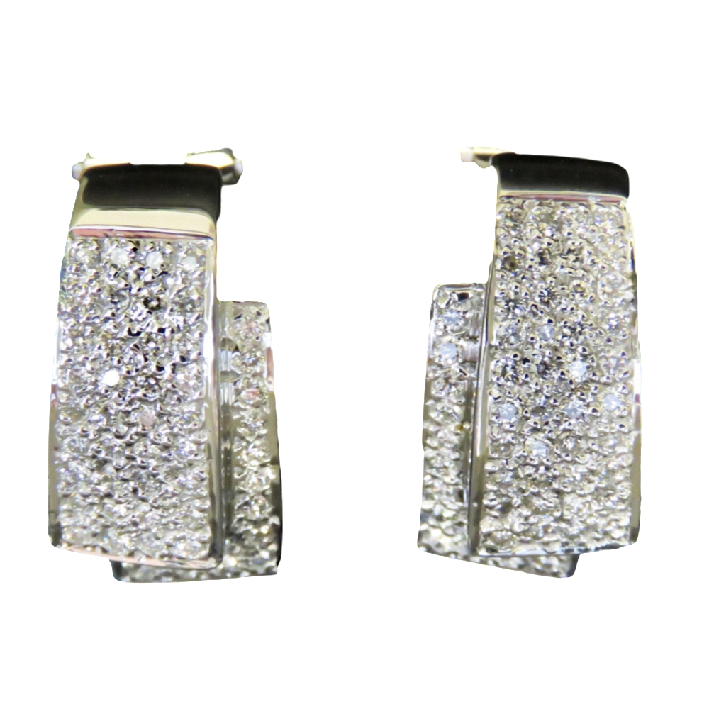 Boucles d'oreilles Diamants 1,32 Cts G-VS en Or Gris 18k