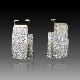 Boucles d'oreilles Diamants 1,32 Cts G-VS en Or Gris 18k