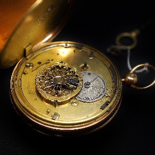 Montre à Gousset Anonyme Epoque 1822/1838 en or jaune 18k. Mouvement à Coq