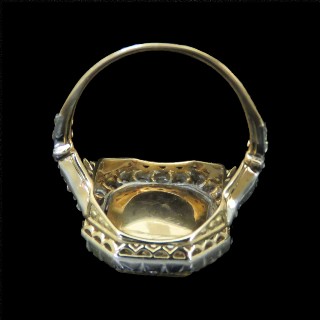 Bague Or Jaune 18K et platine vers 1920 , Emeraude Colombie et Diamants taille ancienne.