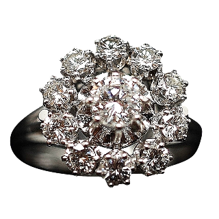 Bague entourage Or Gris 18K avec Diamants. Vers 1970 Bague entourage Or Gris 18K avec Diamants. Vers 1970