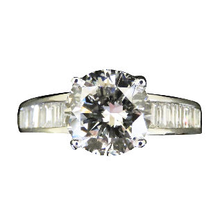 Solitaire en or 18k Diamant brillant de 2.44 Cts F-VVS2