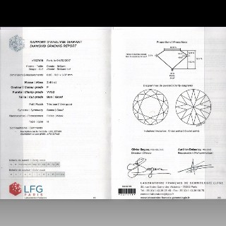 Solitaire en or 18k Diamant brillant de 2.44 Cts F-VVS2