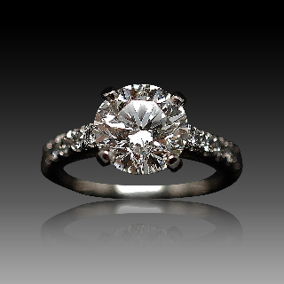 Solitaire en platine avec Diamant brillant 2.63 Cts I-VS2 + 0.31 Cts.