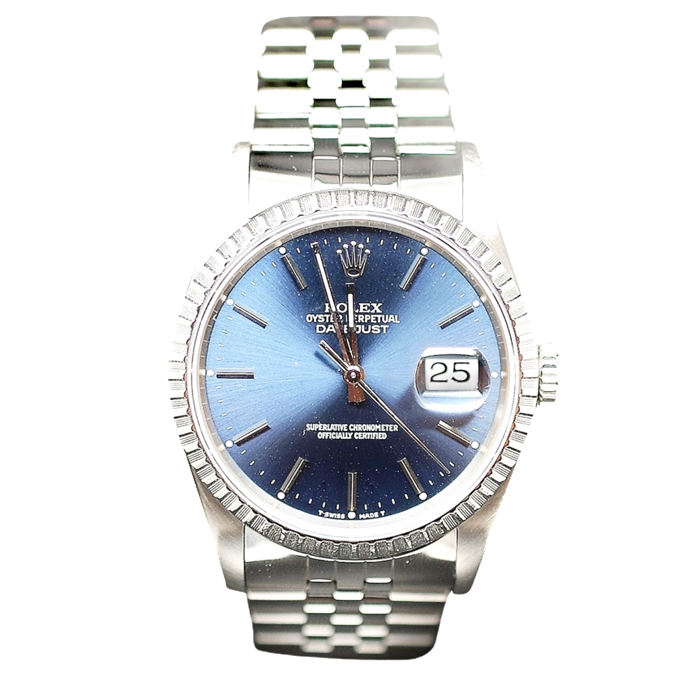 Montre Rolex Oyster Datejust Homme Acier de 1990. Cadran Bleu. Ref : 16220 . Montre Rolex Oyster Datejust Homme Acier de 1990. Cadran Bleu. Ref : 16220 .