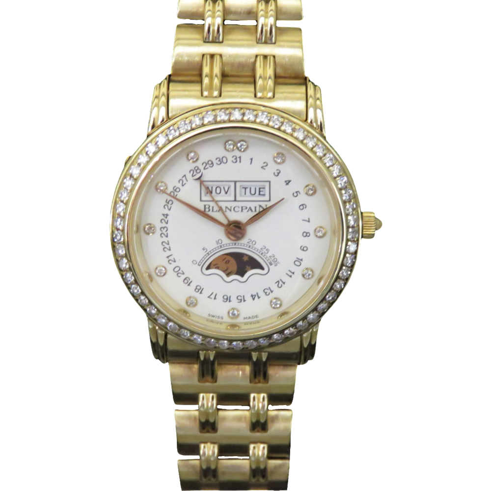 Montre Blancpain Villeret Dame Or jaune 18k diamants Automatique Vers 1990.