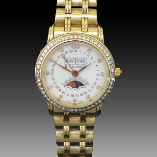 Montre Blancpain Villeret Dame Or jaune 18k diamants Automatique Vers 1990.