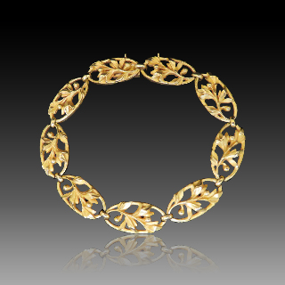 Bracelet en or jaune 18K  Vers 1900  . Poids: 24.60 gr 