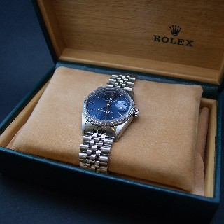Montre Rolex Oyster Datejust Homme Acier de 1990. Cadran Bleu. Ref : 16220 .