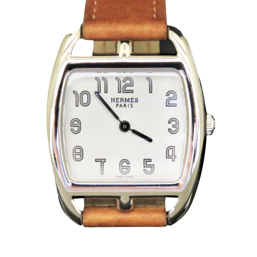 Montre Hermes Cap Cod tonneau Dame petit modèle en Acier quartz de 2010. Boite & Papiers.