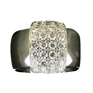 Bague JEELL en céramique noire or gris 18k diamants. taille 52