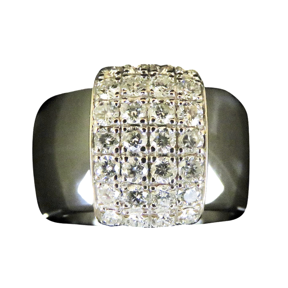 Bague JEELL en céramique noire or gris 18k diamants. taille 52