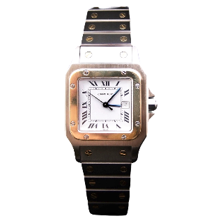 Montre Cartier Homme "Santos" Rectangulaire en Or et Acier Automatique Vers 1990. Montre Cartier Homme "Santos" Rectangulaire en Or et Acier Automatique Vers 1990.