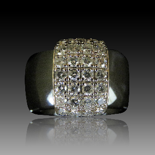 Bague JEELL en céramique noire or gris 18k diamants. taille 52
