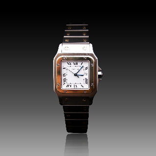 Montre Cartier Homme "Santos" Rectangulaire en Or et Acier Automatique Vers 1990. Montre Cartier Homme "Santos" Rectangulaire en Or et Acier Automatique Vers 1990.