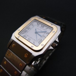 Montre Cartier Homme "Santos" Rectangulaire en acier Automatique Vers 1990.