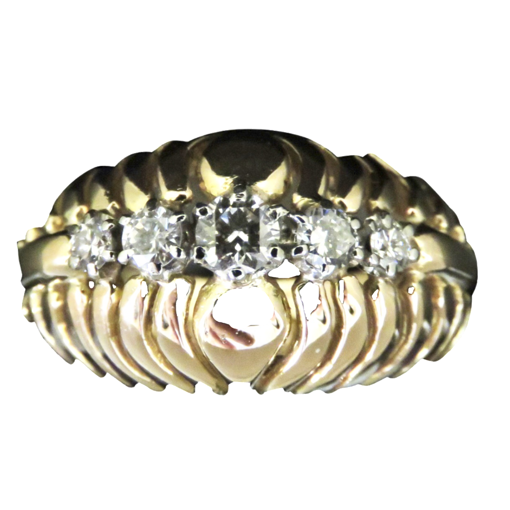 Bague Or rose 18K et platine vers 1950 avec 0,50 Cts de Diamants G-VS. Taille 53