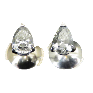 Puces d'oreilles Diamants Poires soit 2 x 0.36 Cts G-VS en Or gris 18k 