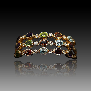 Bracelet or jaune 18k avec Pierres naturelles et diamants