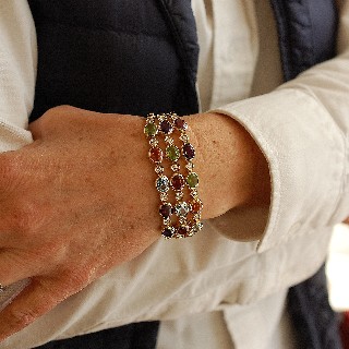 Bracelet or jaune 18k avec Pierres naturelles et diamants