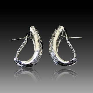 Boucles d'oreilles Diamants baguettes et brillants 3,0 Cts G-VS en Or Gris 18k. Boucles d'oreilles Diamants baguettes et brillants 3,0 Cts G-VS en Or Gris 18k.