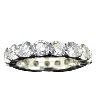 Alliance or gris 14k avec 4,25 Cts de Diamants Brillants H-G-VS. Taille 53.