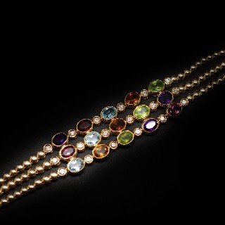 Bracelet or jaune 18k avec Pierres naturelles et diamants