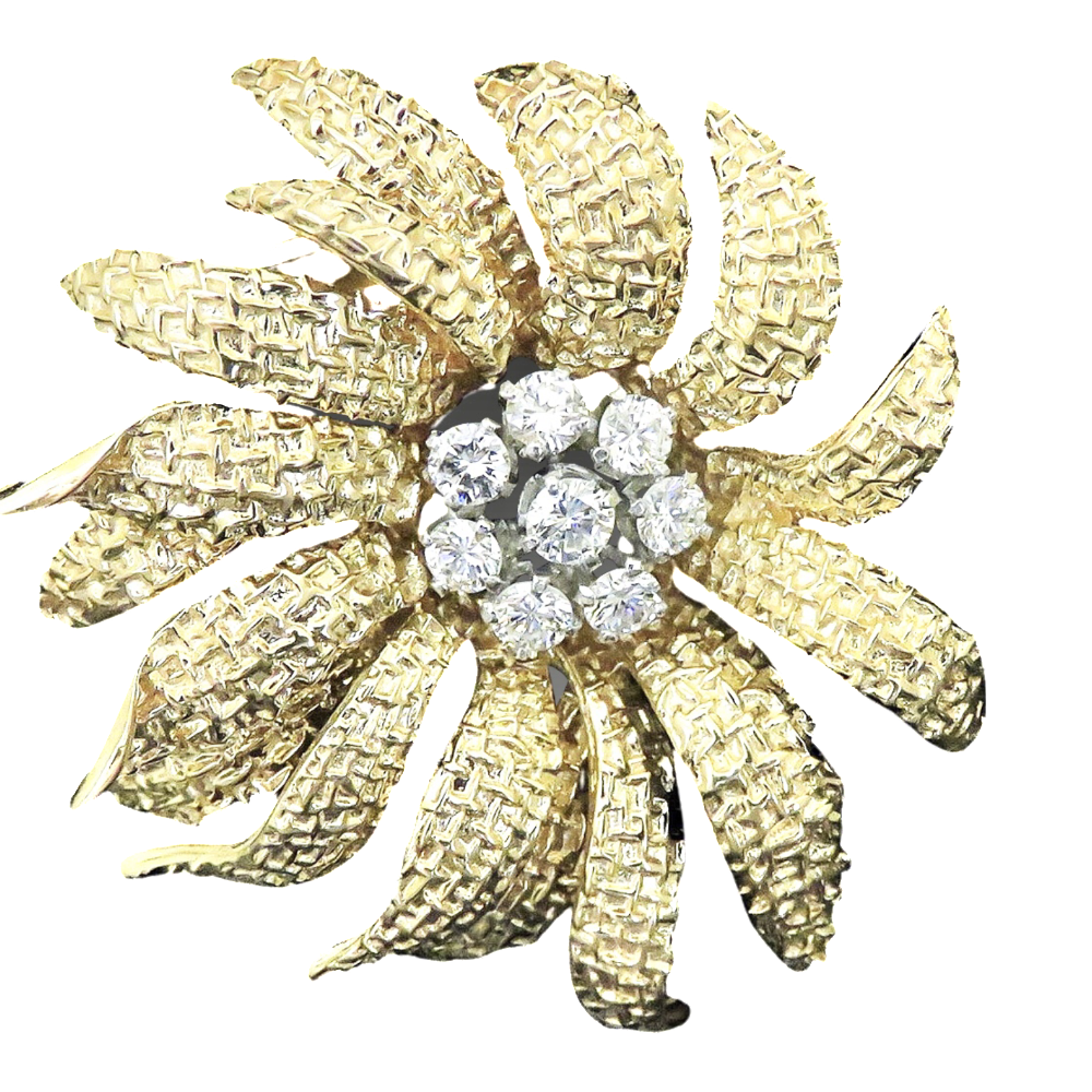 Broche Van Cleef & Arpels Or 18 Cts et Platine Vers 1960 avec Diamants. 