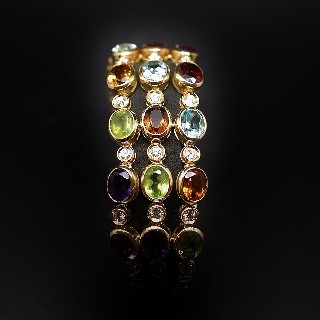 Bracelet or jaune 18k avec Pierres naturelles et diamants