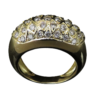 Bague Jonc Or jaune 18 Cts avec 1,0 Carat de diamants taille brillant G-VS. 