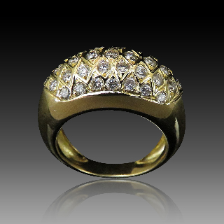 Bague Jonc Or jaune 18 Cts avec 1,0 Carat de diamants taille brillant G-VS. 