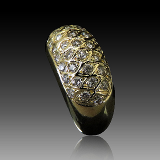 Bague Jonc Or jaune 18 Cts avec 1,0 Carat de diamants taille brillant G-VS. 