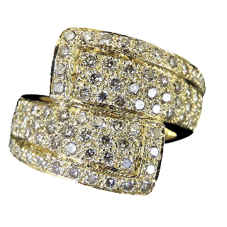 Bague en Or jaune 18 Cts avec 1,55 Ct de diamants taille brillant H-VS. 