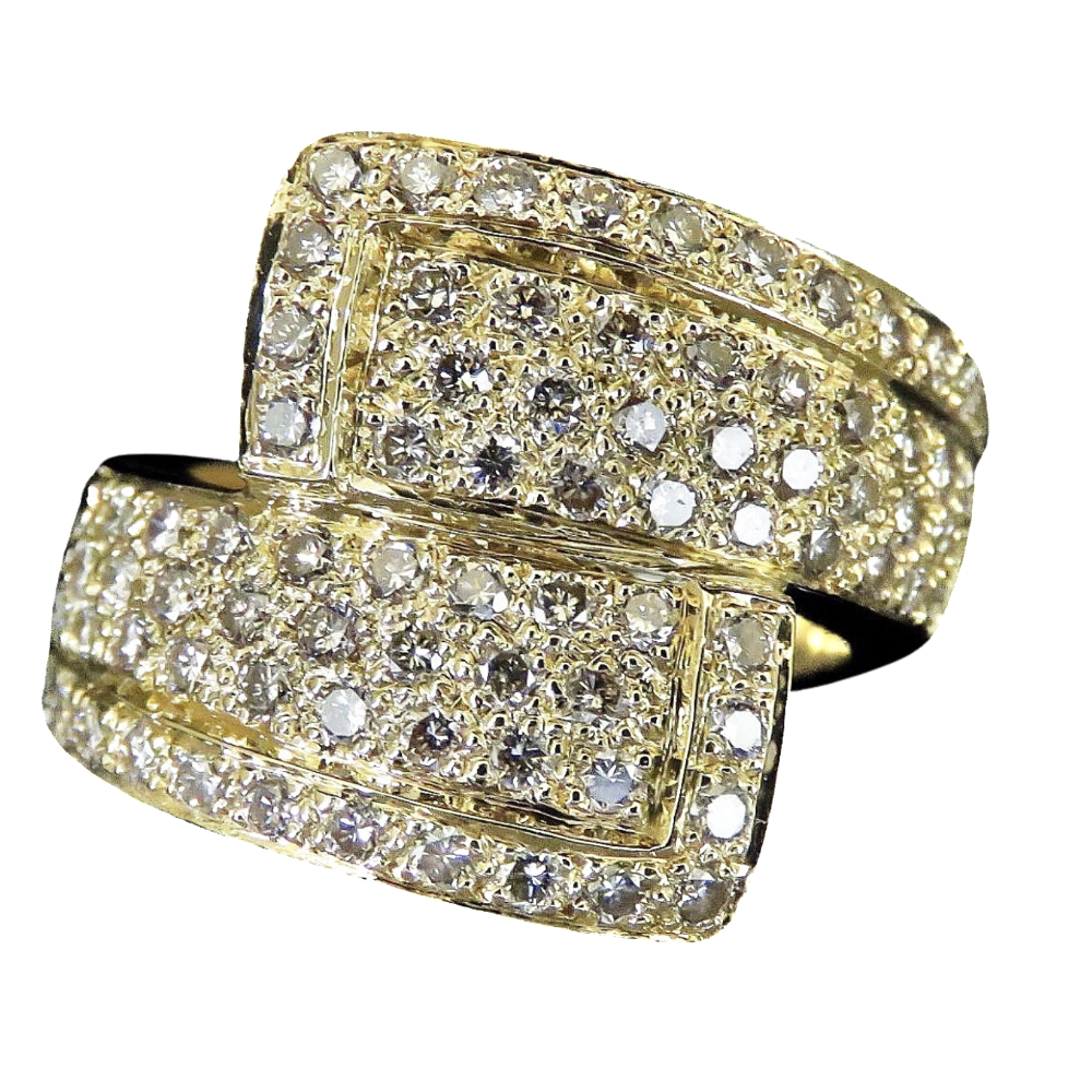 Bague en Or jaune 18 Cts avec 1,55 Ct de diamants taille brillant H-VS. 