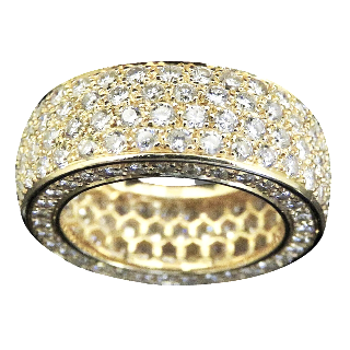 Bague Or Jaune 18K Avec 4,13 Cts De Diamants Brillants G-VS. Taille 55