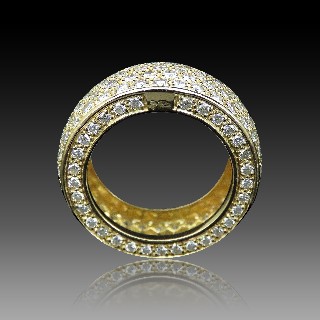 Bague Or Jaune 18K Avec 4,13 Cts De Diamants Brillants G-VS. Taille 55