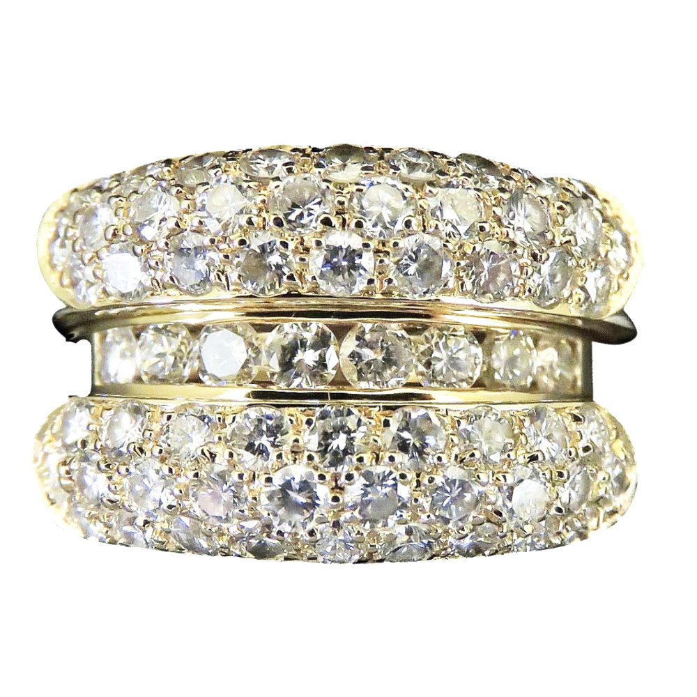 Bague amovible en Or Jaune 18K avec 2,64 Cts de diamants brillants G-VS. Taille 54-55