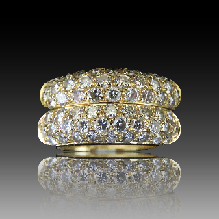 Bague amovible en Or Jaune 18K avec 2,64 Cts de diamants brillants G-VS. Taille 54-55