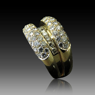 Bague amovible en Or Jaune 18K avec 2,64 Cts de diamants brillants G-VS. Taille 54-55