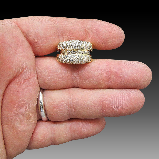 Bague amovible en Or Jaune 18K avec 2,64 Cts de diamants brillants G-VS. Taille 54-55