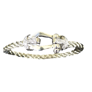 Bracelet Fred Force 10 en Or gris 18k et Diamants . Grand Modèle. 17 cm