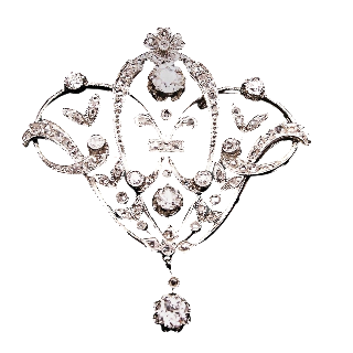 Broche pendentif en or gris 18 k ,Platine et diamants ,vers 1910 style guirlande