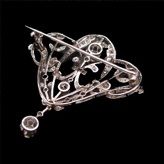 Broche pendentif en or gris 18 k ,Platine et diamants ,vers 1910 style guirlande